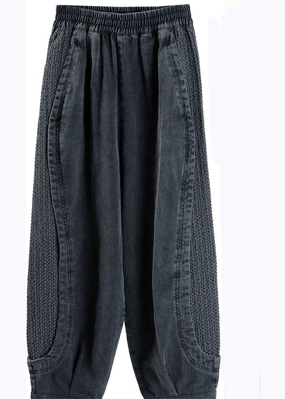 Glenna Harem Pants | Plus Size Grey Patchwork Denim, Comfortable Cotton Blend 4