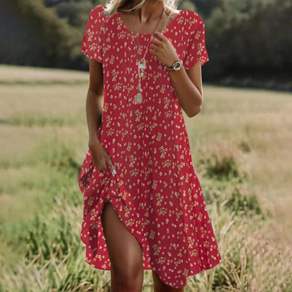Soleil Midi Dress featuring a lightweight fabric, elegant summer design, and a beautifully flowing silhouette perfect for warm weather occasions. 12