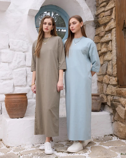 Asera Oversize T-Shirt Dress Set | Cotton Blend, Casual Women's Outfit 1