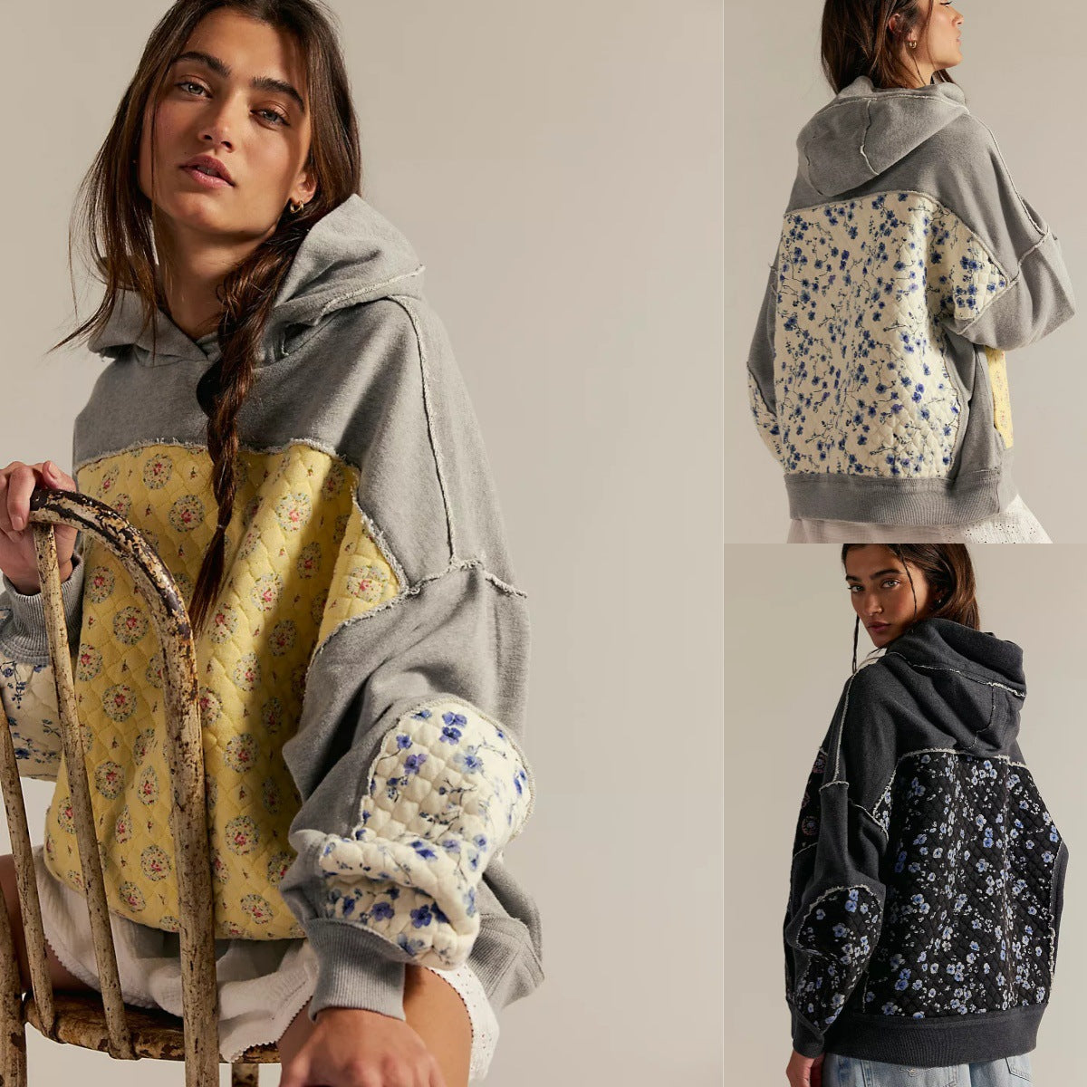 Aster Quilted Hoodie | Lightweight, Boho-Vintage Patchwork Design 1