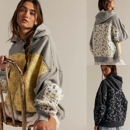 Aster Quilted Hoodie | Lightweight, Boho-Vintage Patchwork Design 1