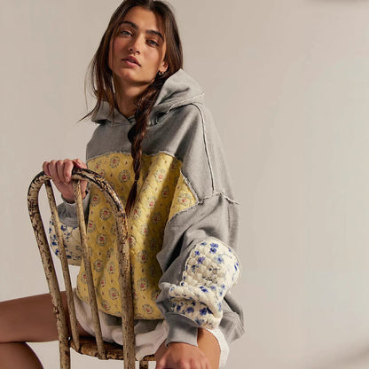 Aster Quilted Hoodie | Lightweight, Boho-Vintage Patchwork Design 3