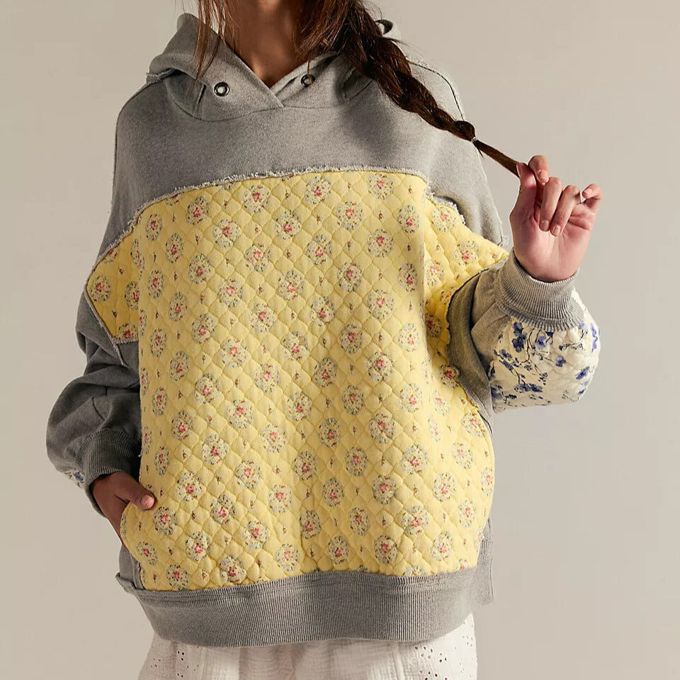 Aster Quilted Hoodie | Lightweight, Boho-Vintage Patchwork Design 4