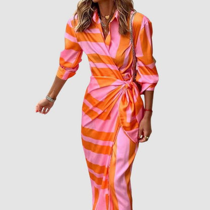 Cora Striped Midi Dress | Elegant, Breathable Fabric for Women 0