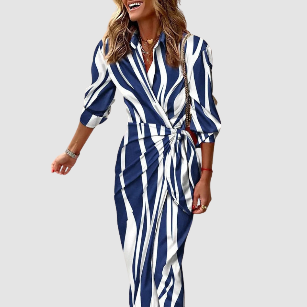 Cora Striped Midi Dress | Elegant, Breathable Fabric for Women 3
