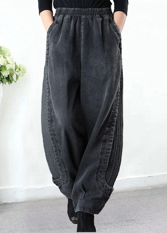 Glenna Harem Pants | Plus Size Grey Patchwork Denim, Comfortable Cotton Blend 1