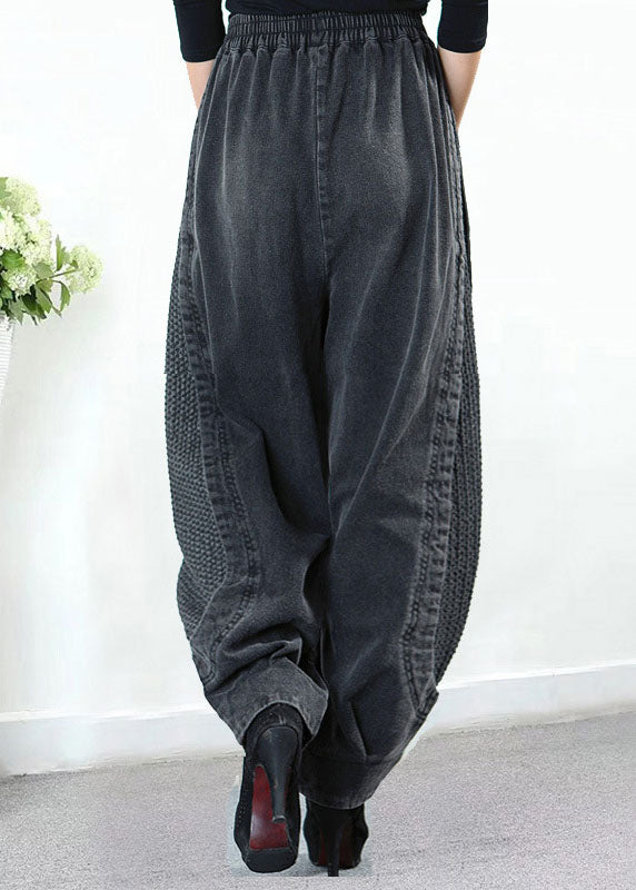 Glenna Harem Pants | Plus Size Grey Patchwork Denim, Comfortable Cotton Blend 2