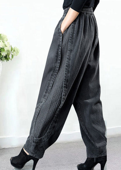 Glenna Harem Pants | Plus Size Grey Patchwork Denim, Comfortable Cotton Blend 3