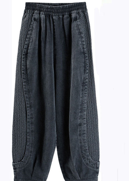 Glenna Harem Pants | Plus Size Grey Patchwork Denim, Comfortable Cotton Blend 4