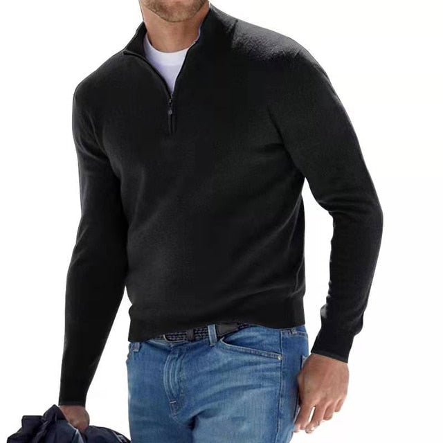 Jaxon Men's Sweater | Cotton-Polyester Blend, Half Zip Design 1