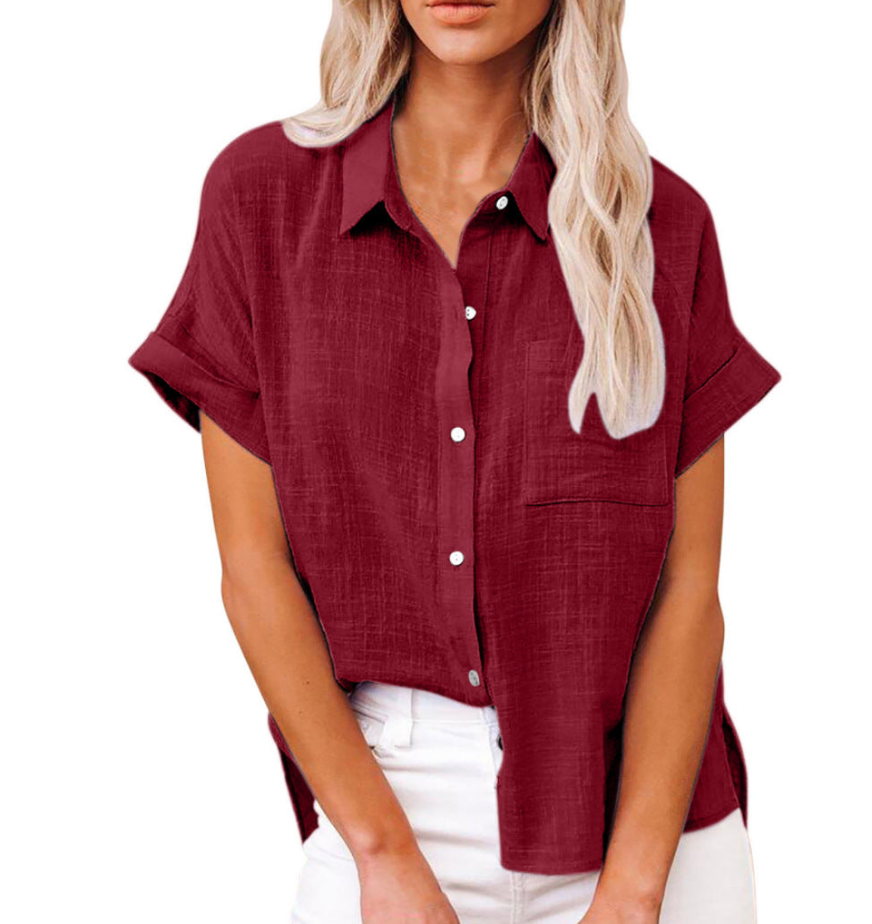 Liora Linen Blouse | Cotton-Linen Blend, Short Sleeves 10