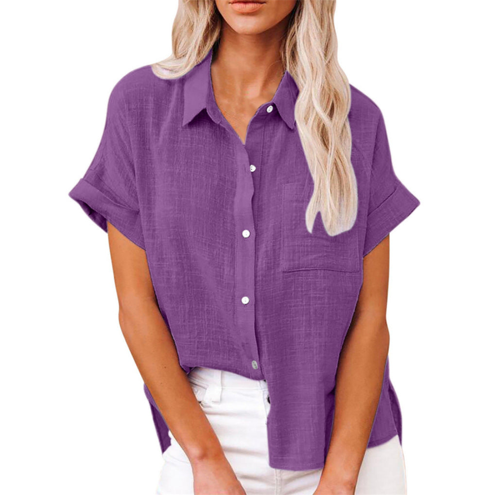 Liora Linen Blouse | Cotton-Linen Blend, Short Sleeves 11