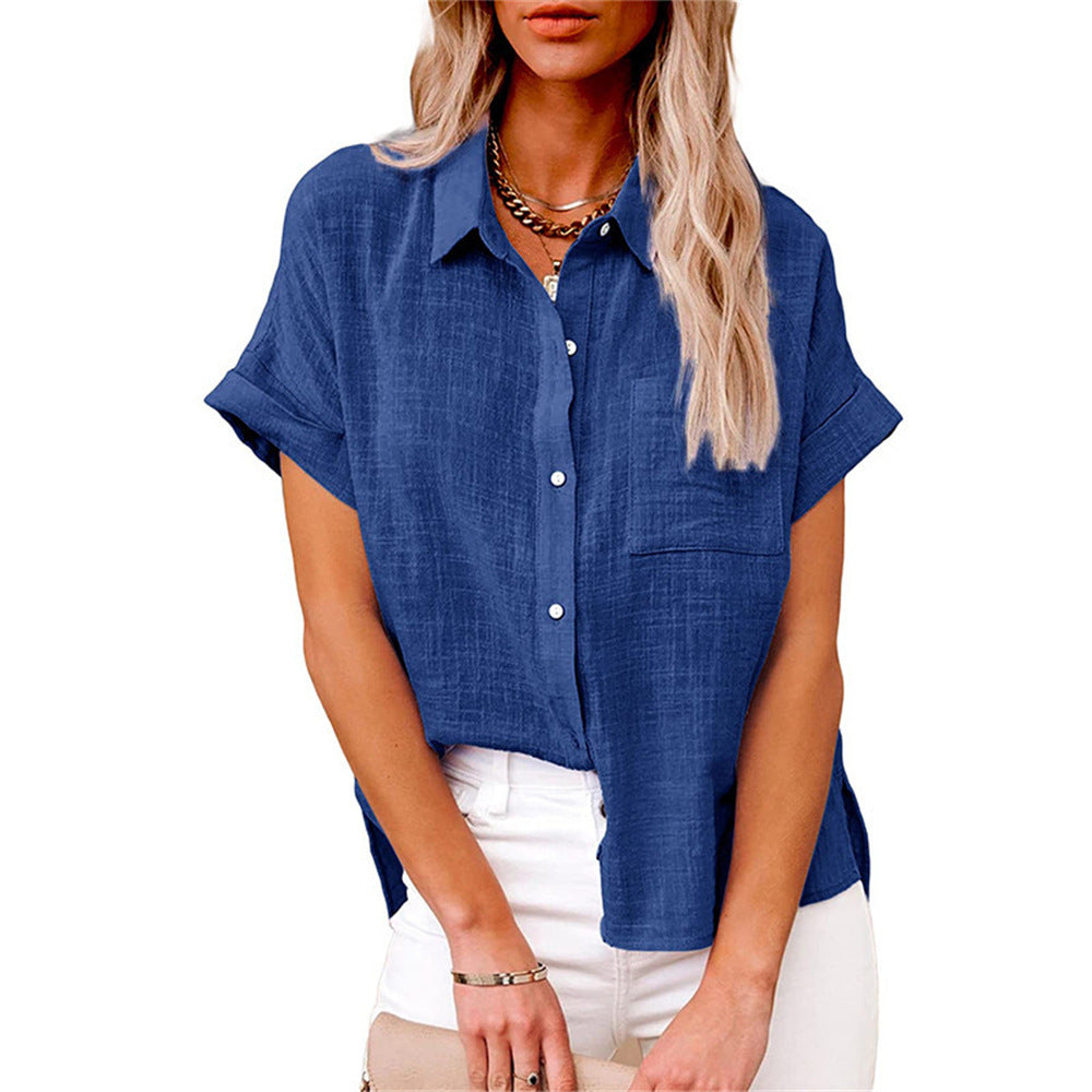 Liora Linen Blouse | Cotton-Linen Blend, Short Sleeves 3