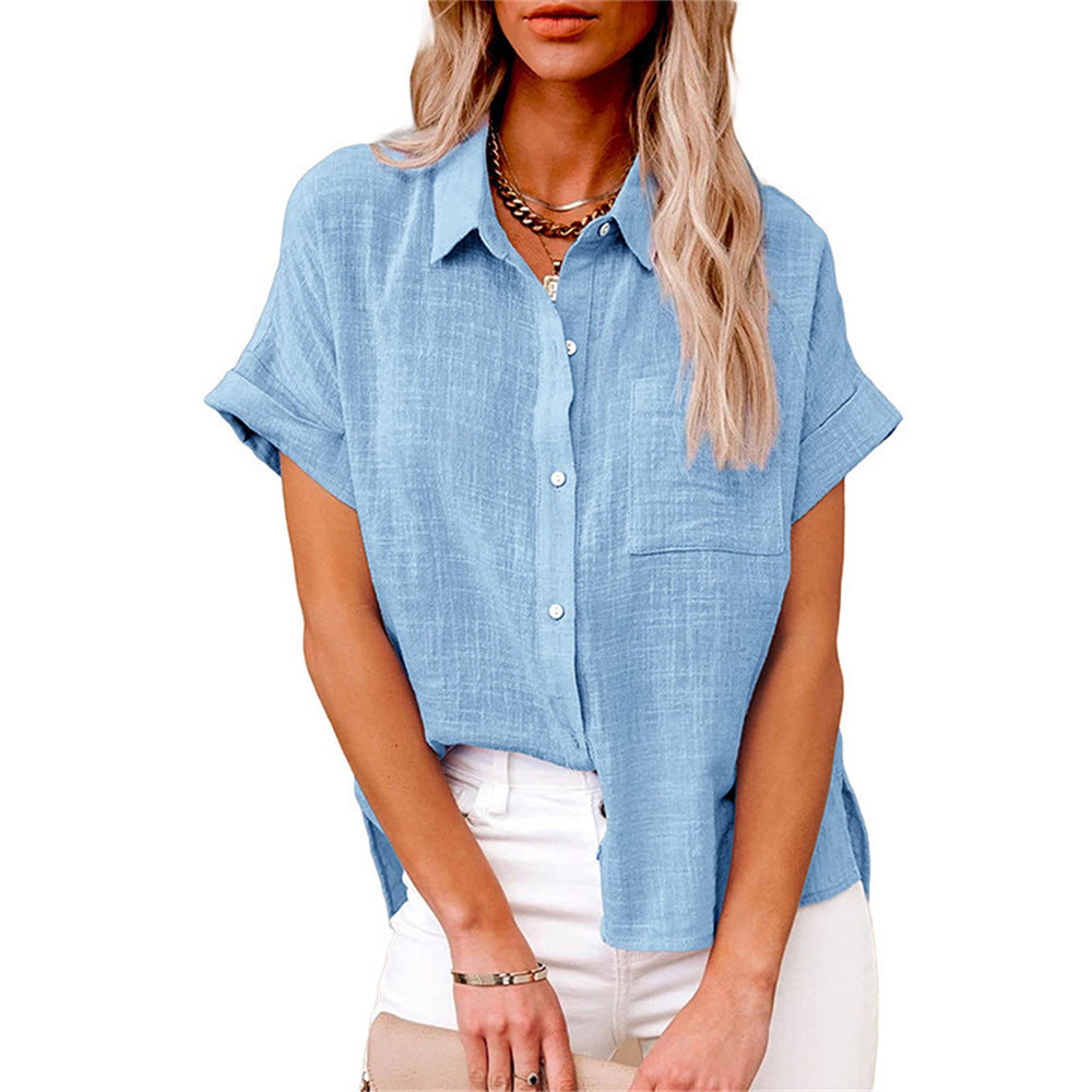 Liora Linen Blouse | Cotton-Linen Blend, Short Sleeves 4