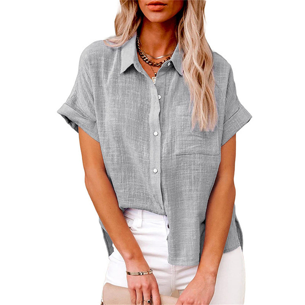 Liora Linen Blouse | Cotton-Linen Blend, Short Sleeves 6