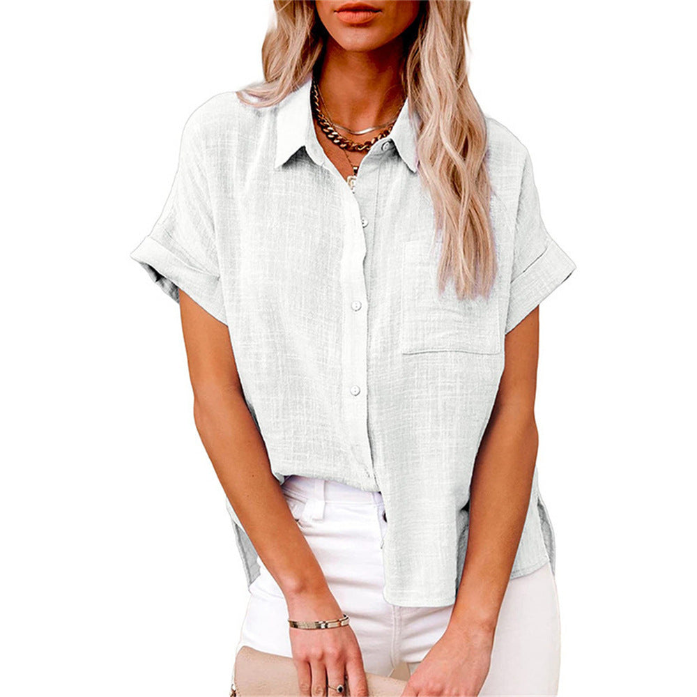 Liora Linen Blouse | Cotton-Linen Blend, Short Sleeves 7
