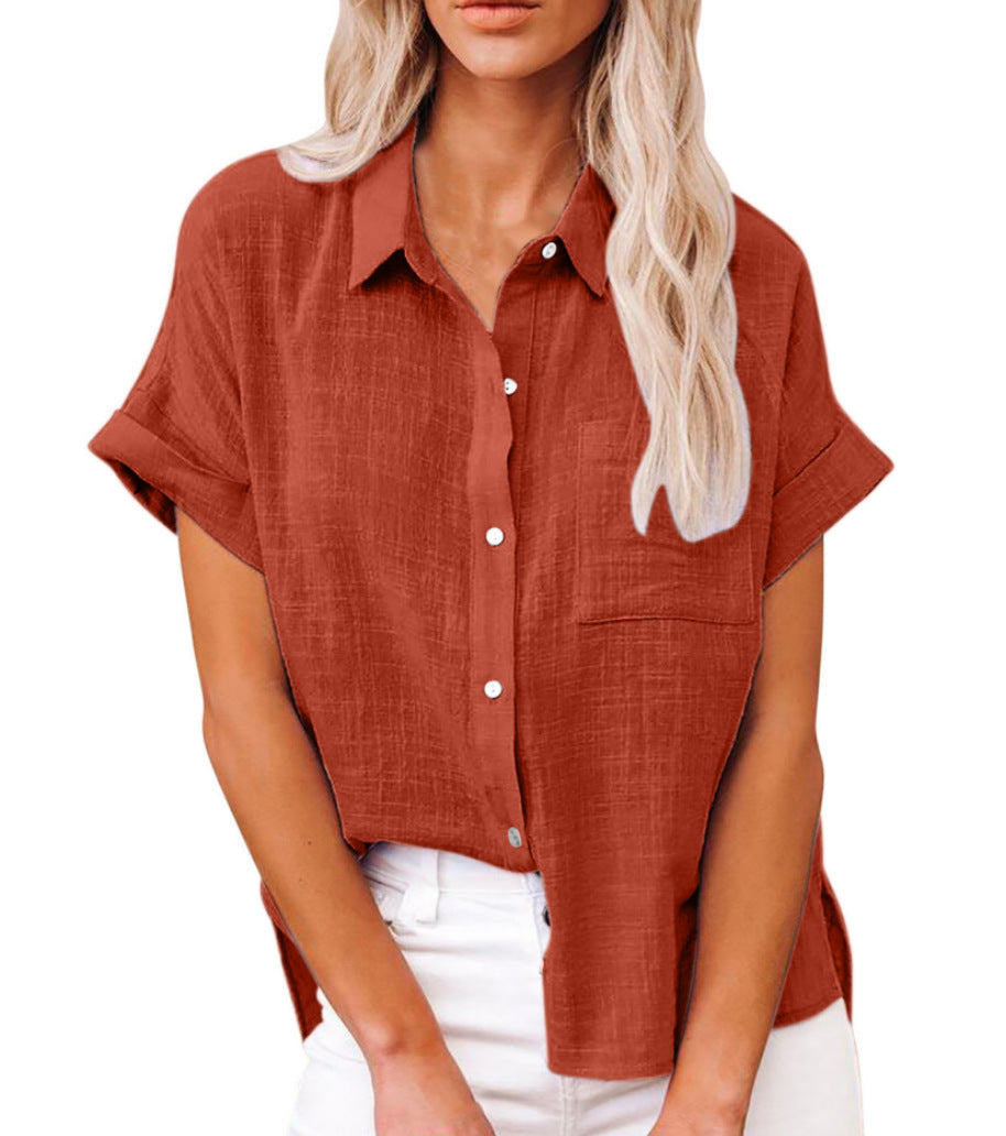 Liora Linen Blouse | Cotton-Linen Blend, Short Sleeves 8