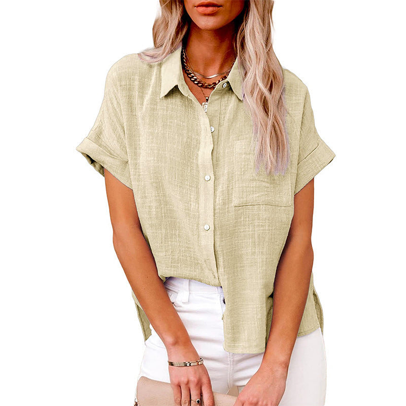 Liora Linen Blouse | Cotton-Linen Blend, Short Sleeves 9