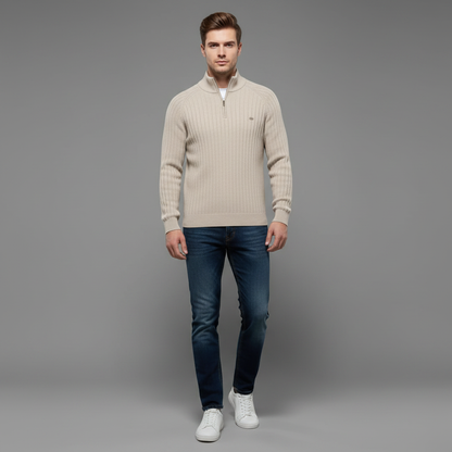 Men's Half Zip Sweater | Slim Fit Knitted Jumper