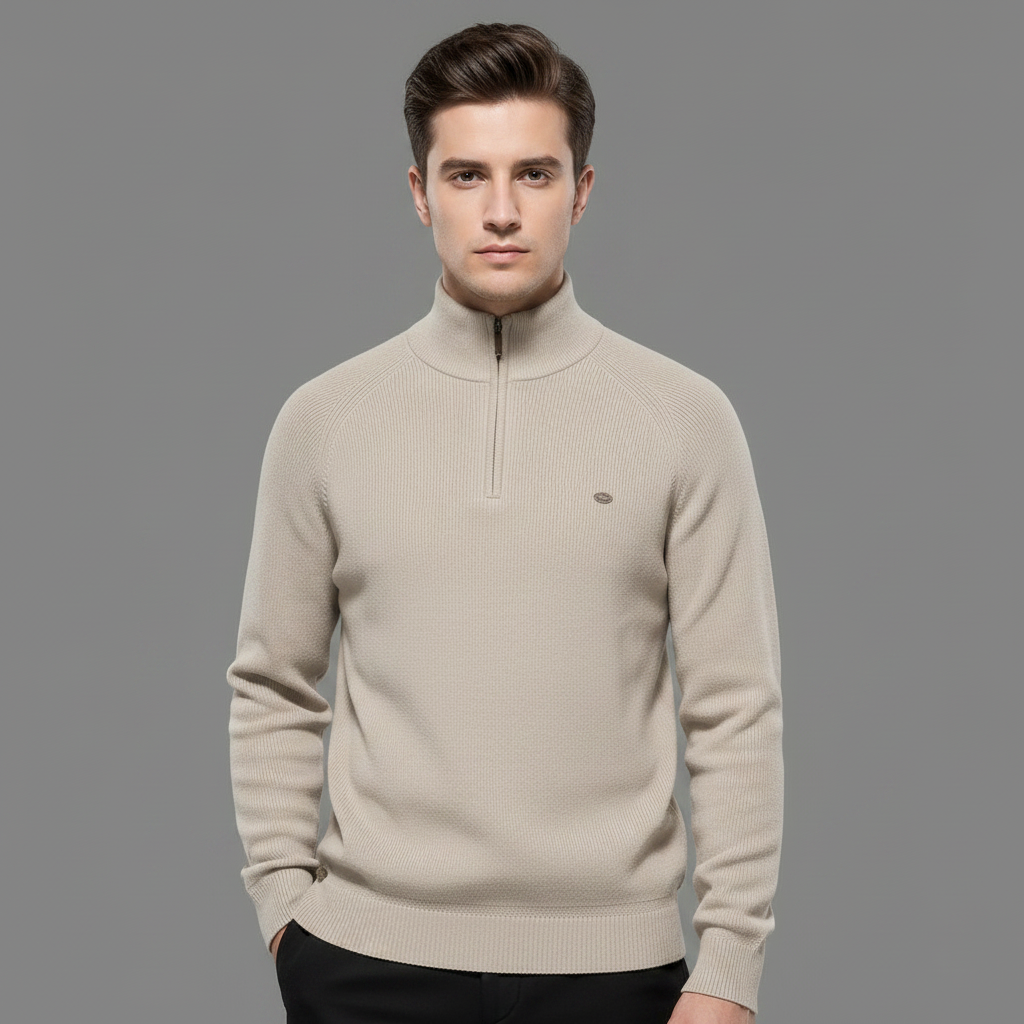Men's Half Zip Sweater | Slim Fit Knitted Jumper