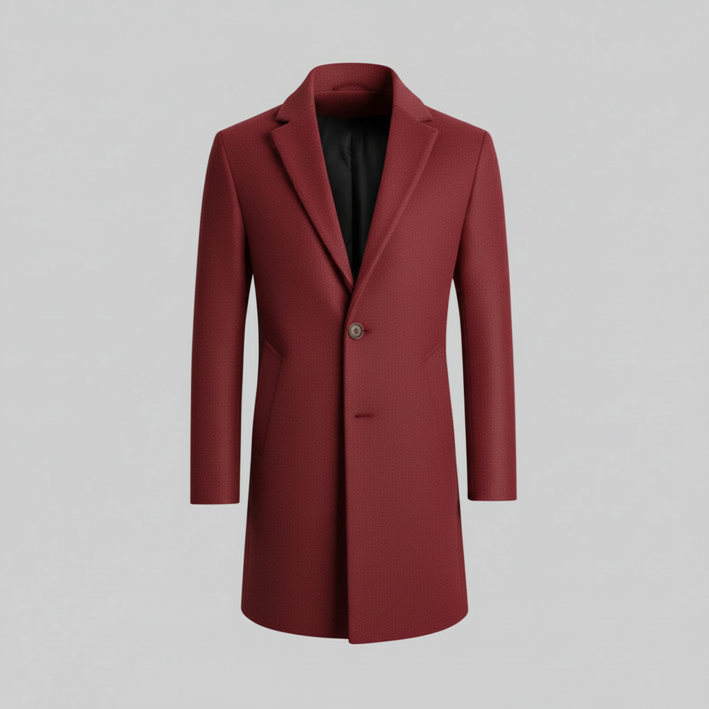 Men's Long Coat | Stylish Notched Lapel Overcoat