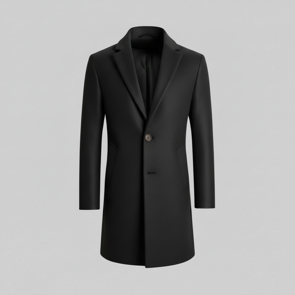 Men's Long Coat | Stylish Notched Lapel Overcoat