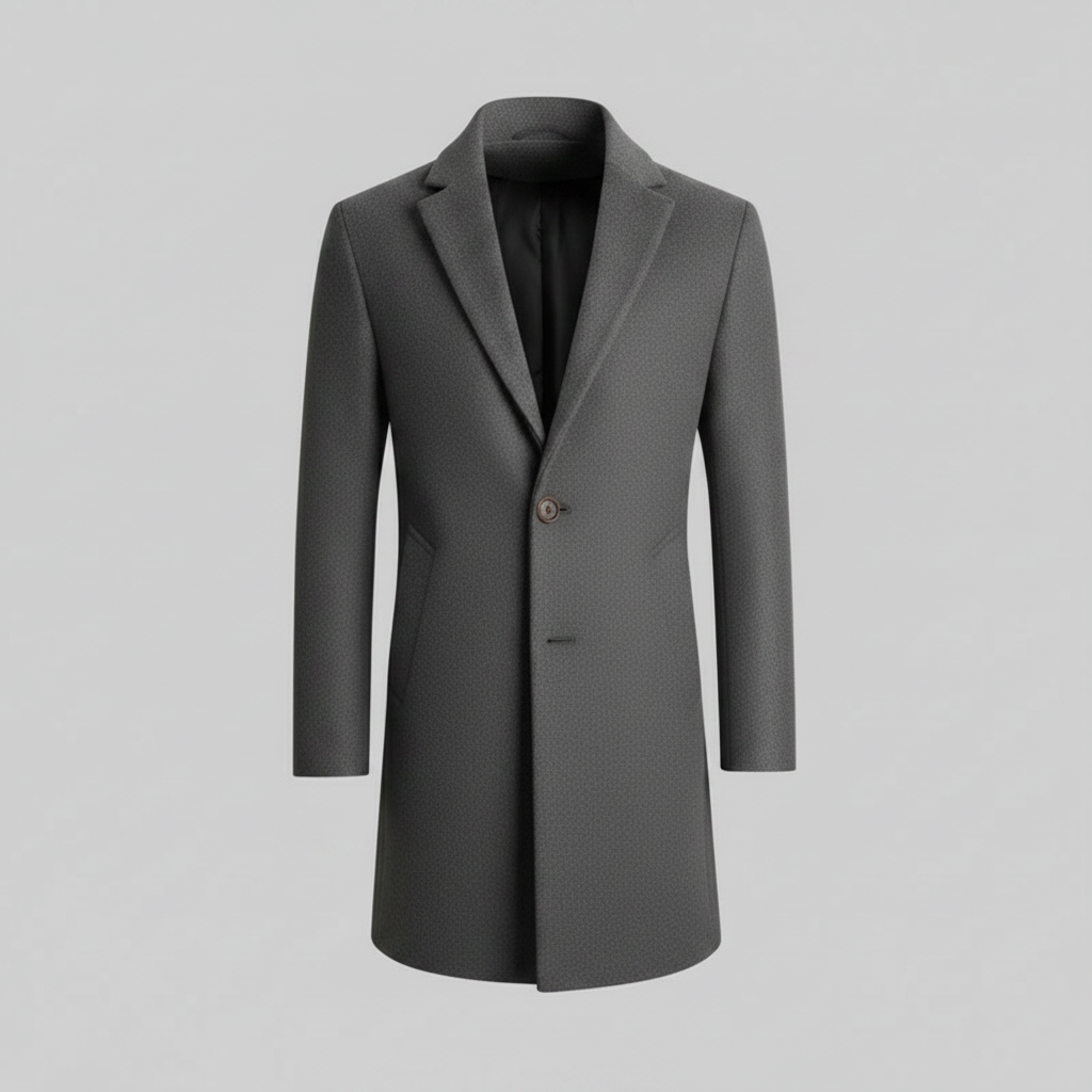 Men's Long Coat | Stylish Notched Lapel Overcoat