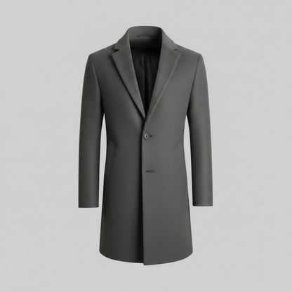 Men's Long Coat | Stylish Notched Lapel Overcoat
