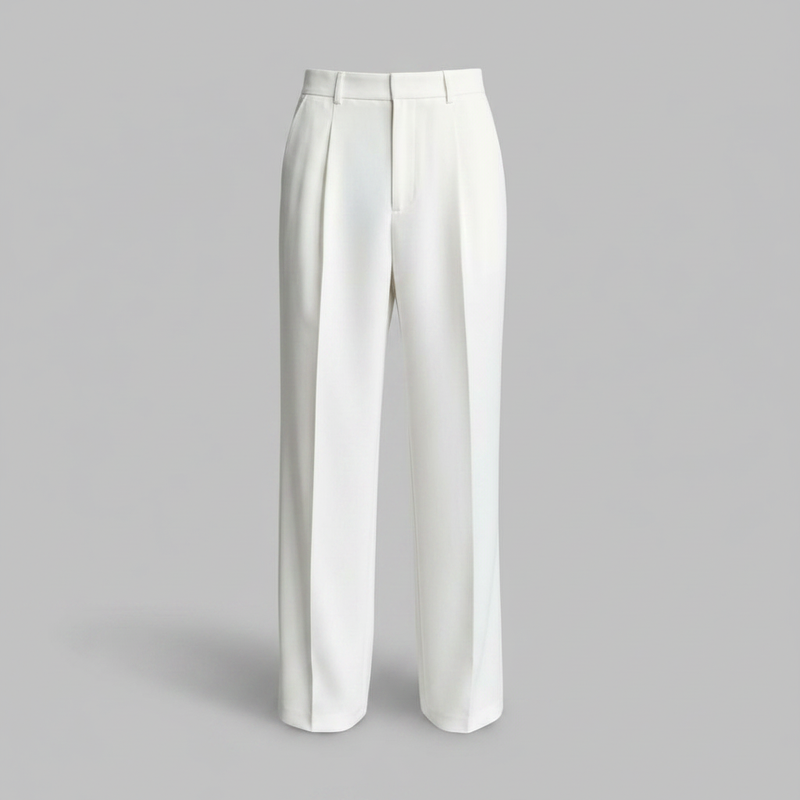 Men's Pleated Straight Fit Trousers | Modern Formal Pants