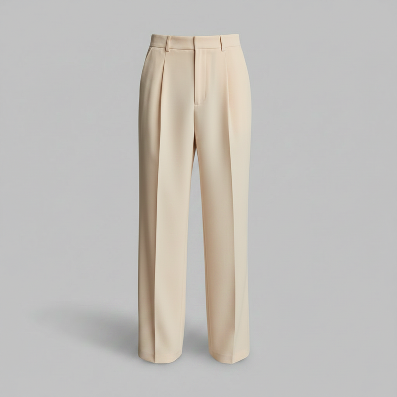 Men's Pleated Straight Fit Trousers | Modern Formal Pants