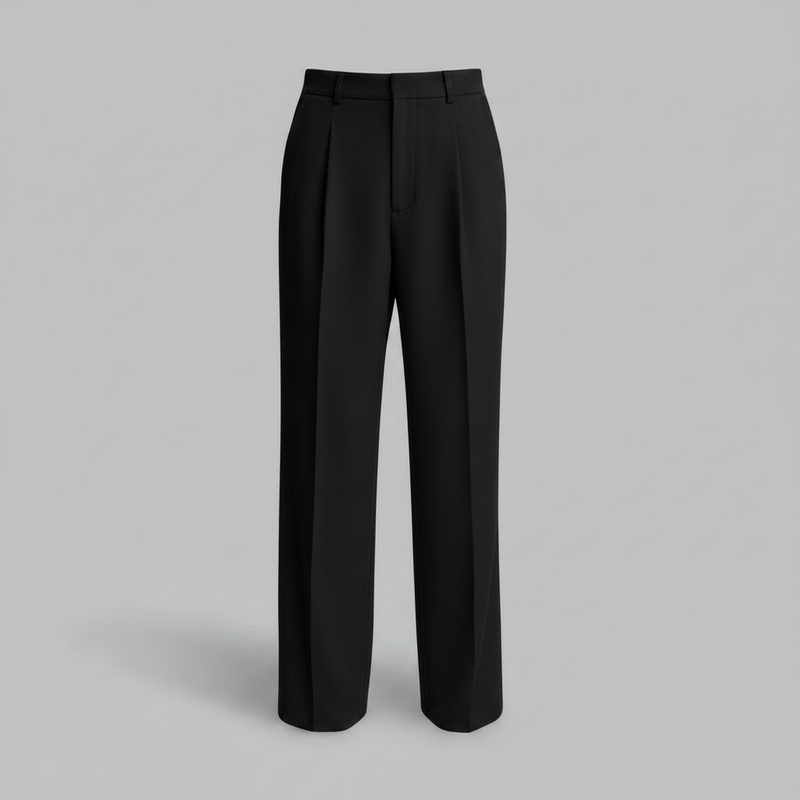 Men's Pleated Straight Fit Trousers | Modern Formal Pants