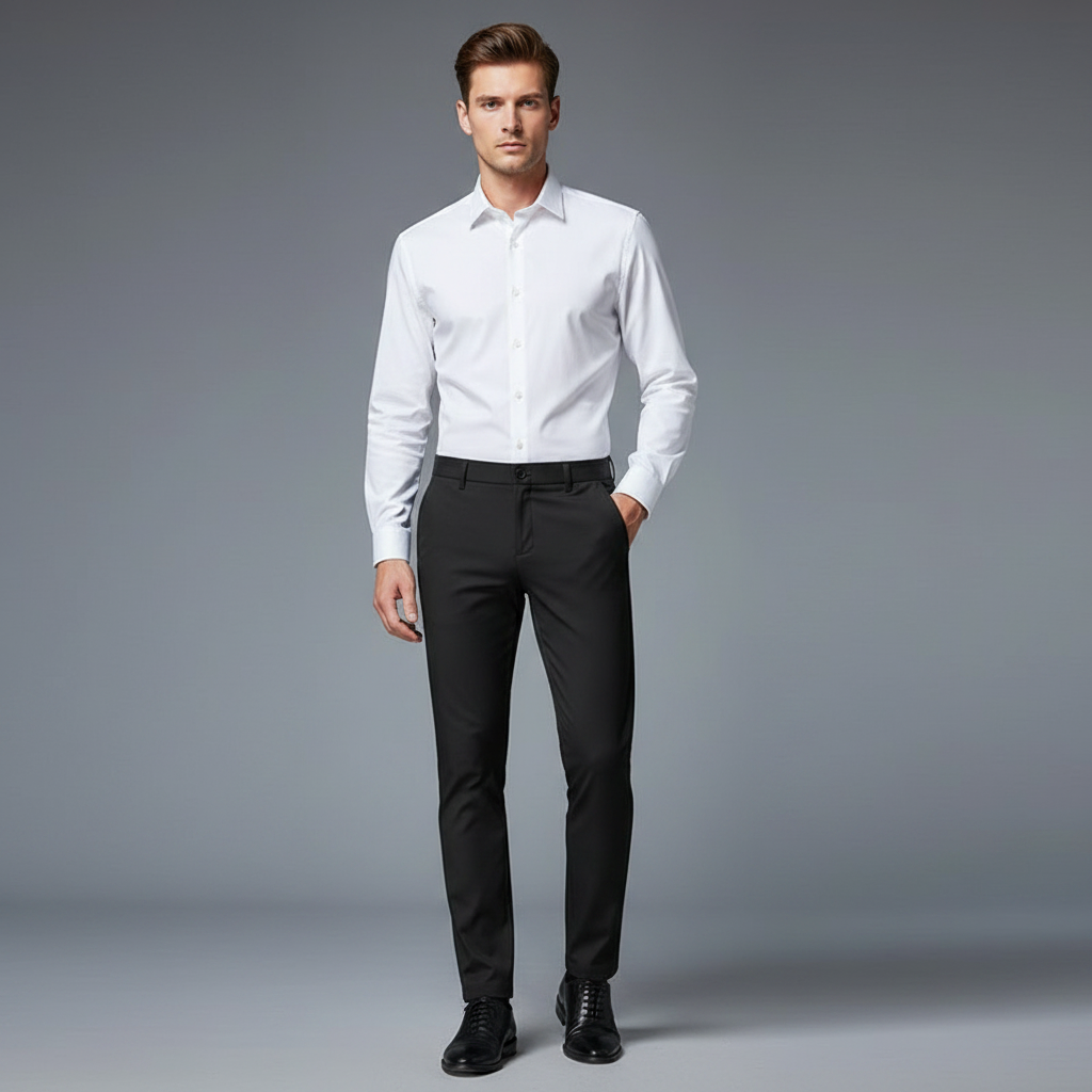 Saul | Men's Slim Fit Trousers in Stretch Fabric