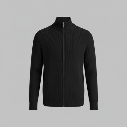 Men's Slim Fit Zip Cardigan | Stylish Ribbed Knit Sweater