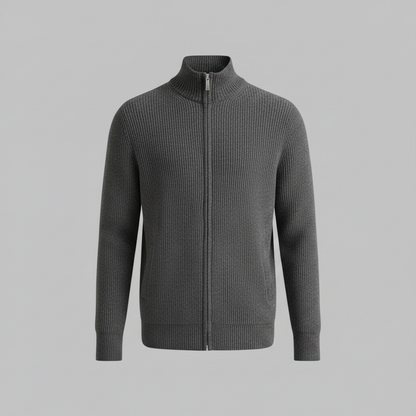Men's Slim Fit Zip Cardigan | Stylish Ribbed Knit Sweater