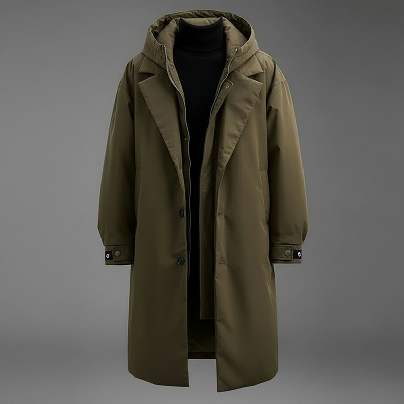 Men's Waterproof Puffer Trench Coat | Men's Winter Coat