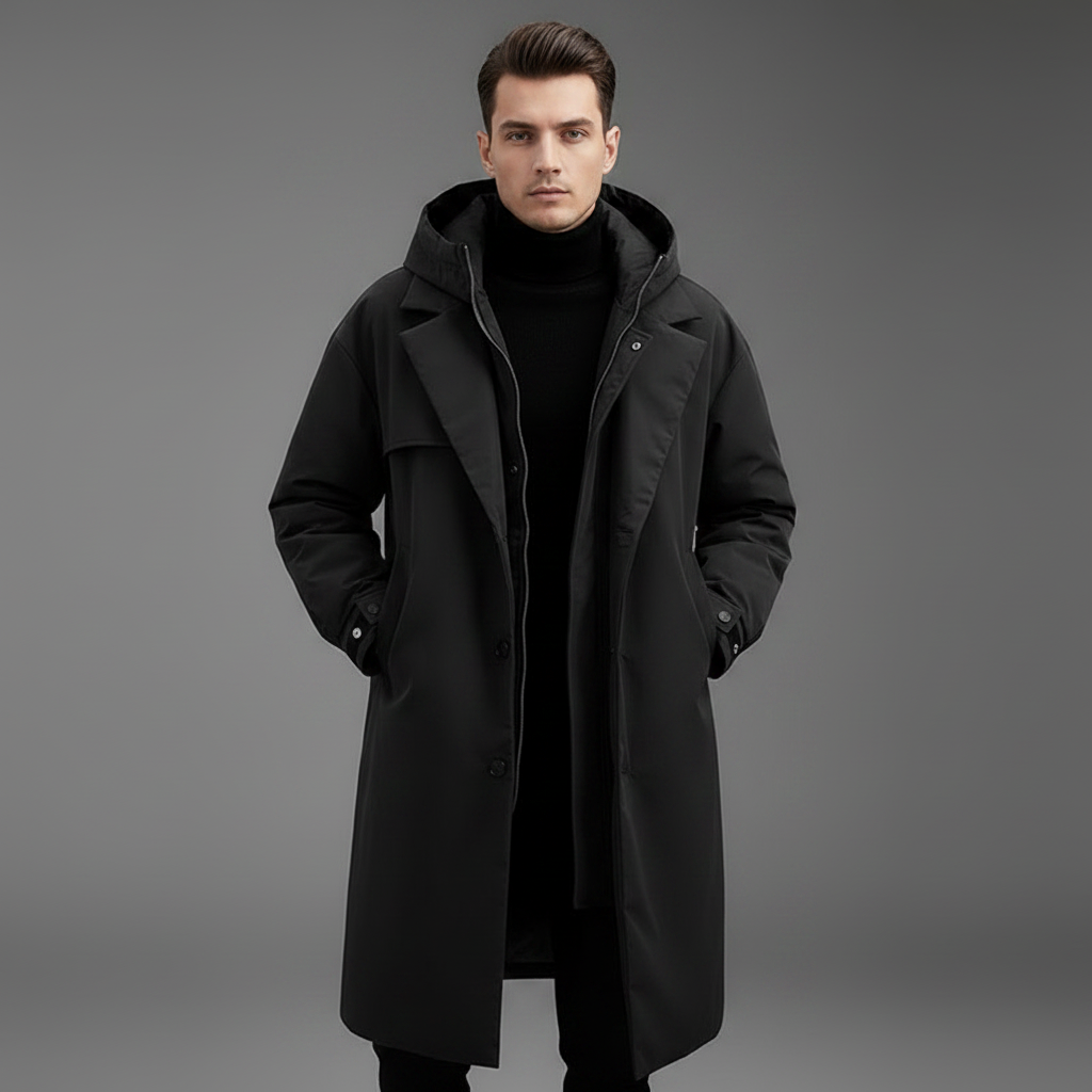 Men's Waterproof Puffer Trench Coat | Men's Winter Coat