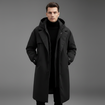 Men's Waterproof Puffer Trench Coat | Men's Winter Coat