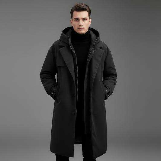 Men's Waterproof Puffer Trench Coat | Men's Winter Coat