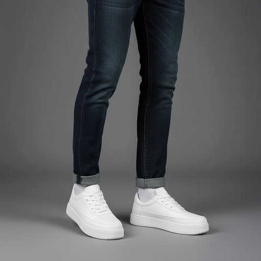 Men's White Platform Sneakers | Modern Lace-Up Footwear