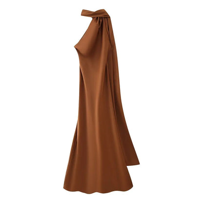 Sera Satin Ribbon Dress | Backless, Silk Blend, Ankle-Length Summer Wedding Guest Dress 13