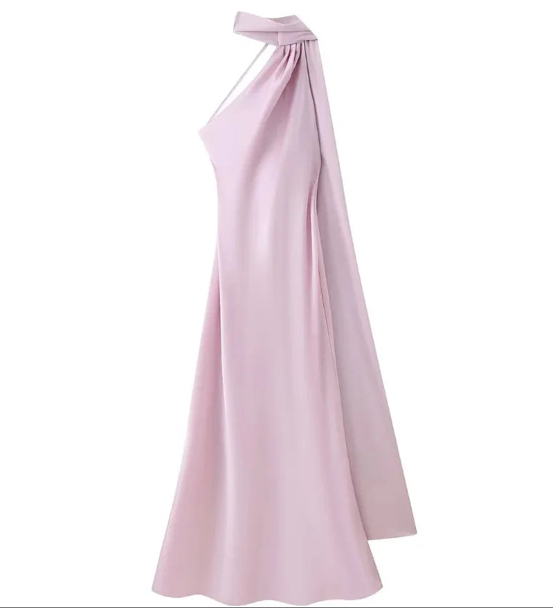 Sera Satin Ribbon Dress | Backless, Silk Blend, Ankle-Length Summer Wedding Guest Dress 14
