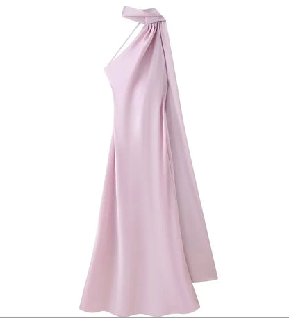 Sera Satin Ribbon Dress | Backless, Silk Blend, Ankle-Length Summer Wedding Guest Dress 14