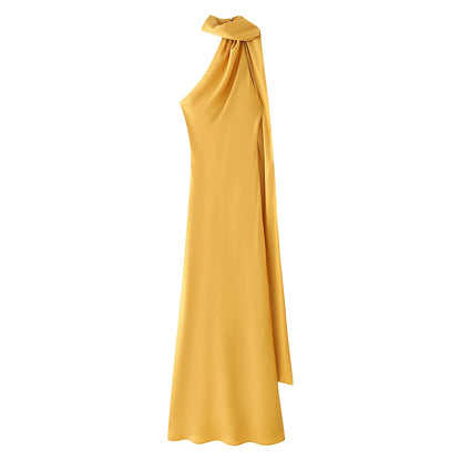 Sera Satin Ribbon Dress | Backless, Silk Blend, Ankle-Length Summer Wedding Guest Dress 15