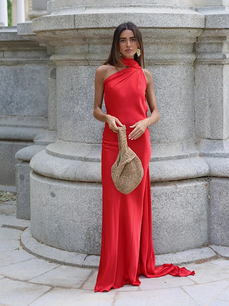Sera Satin Ribbon Dress | Backless, Silk Blend, Ankle-Length Summer Wedding Guest Dress 16