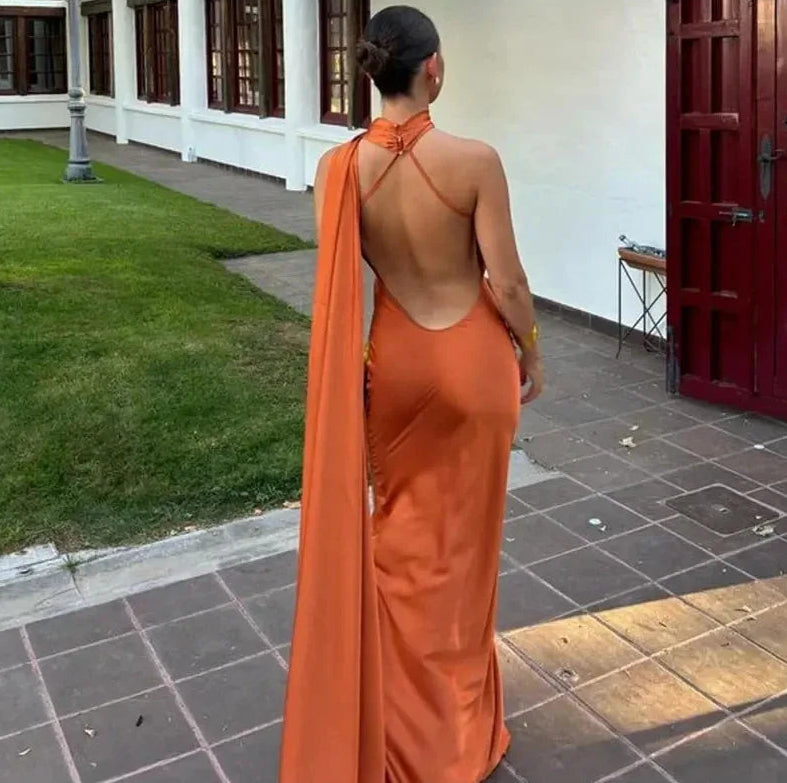 Sera Satin Ribbon Dress | Backless, Silk Blend, Ankle-Length Summer Wedding Guest Dress 3