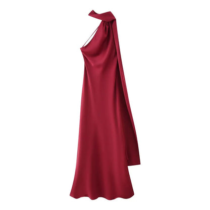 Sera Satin Ribbon Dress | Backless, Silk Blend, Ankle-Length Summer Wedding Guest Dress 6