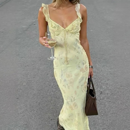 Sierra Summer Dress | Floral Print, Sleeveless, Backless, Slim Fit 0
